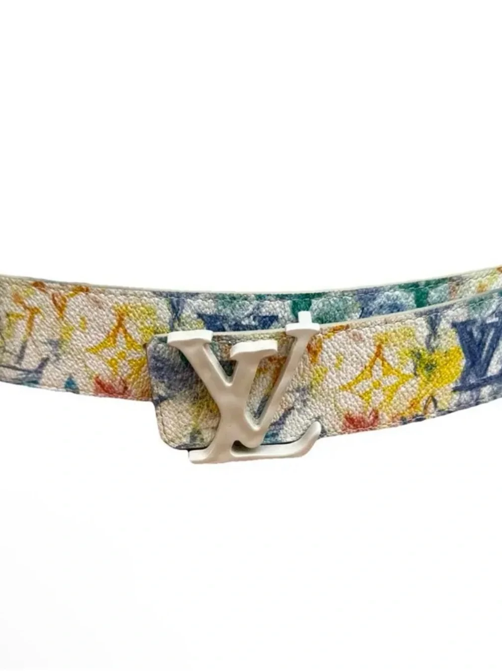 Louis Vuitton White Multicolor Monogram Watercolor LV Belt